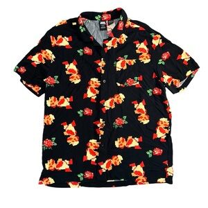 Super Mario Bros Camp Shirt Pixels 8-bit Rose Mens Size XL Hawaiian Retro Y2K